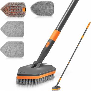 Nouvel outil de nettoyage multifonctionnel télescopique 4-en-1 pour baignoire et carrelage, avec éponge remplaçable, idéal pour les salles de bain - Product Image 1