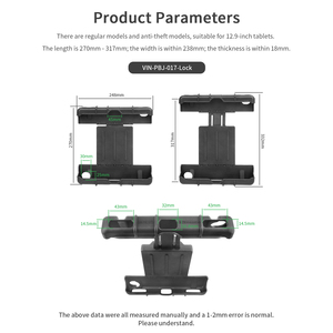 VINmounts Locking 12.9-13" <b>Tablet</b> <b>Holder</b> for iPad Pro M4, Anti-Theft Nylon Mount Clamp VIN-PBJ-017 - Product Image 2