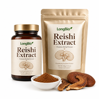 Poudre d'extrait de champignon Reishi LongBio, Ganoderma Lucidum, corps fruiteur, polysaccharides bêta-glucanes pour capsules, boissons, OEM, en vrac