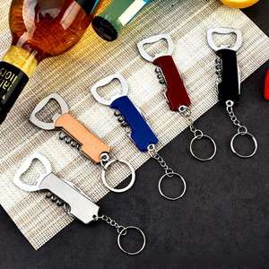 Factory 3 in 1 Multi Tool Wine & Beer <b>Bottle</b> Opener Keychain, Portable Stainless Steel Corkscrew Cap Remover for Bar Gadget - Product Image 1
