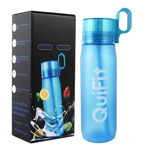 زجاجة مياه بلاستيكية رياضية للياقة البدنية خالية من مادة BPA بشعار ملون مخصص مع عبوات نكهة