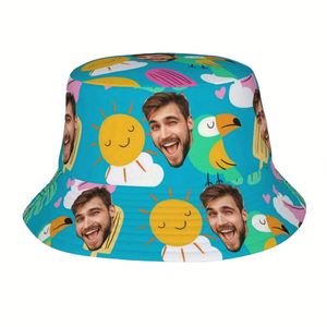 Gorra de Pescador Personalizable de una Pieza, Divertida Gorra de Playa para Hombres y Mujeres, Diseño de Foto Personalizado en un Sombrero de Pescador con Patrón de Dibujos Animados - Product Image 2