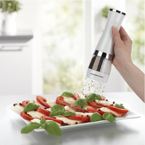 Molino de Sal y Pimienta con 2 Mecanismos de Cerámica, Molinillo de Especias Eléctrico de Gran Tamaño, 2 en 1, Blanco - Product Image 4