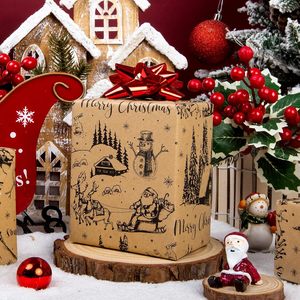 Kraft Christmas Wrapping <b>Paper</b> <b>Roll</b> 17 Inch X 33 Feet Vintage Sleigh Snowman Print Brown Holiday Gift <b>Wrap</b> - Product Image 4