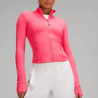 OEM veste de fitness et de gymnastique extensible à fermeture éclair complète pour femmes, sensation de nue, veste de yoga à manches longues avec trou pour le pouce, ensembles de style imprimé