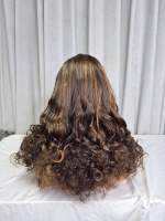 Pelucas de Cabello Humano con Cierre de Encaje 5x5, Onduladas y Rizadas, sin Pegamento, Color Rubio SDD P # 4/27 Virgen Birmana Brasileña Peruana