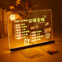 Tableau LED 3D personnalisé à éclairage nocturne, directement de l'usine, tableau de messages en acrylique effaçable, surface réinscriptible pour tableau blanc DIY en gros
