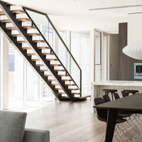 CBMMART Rampes modernes en acier inoxydable avec corde design personnalisé Escalier en bois de chêne
