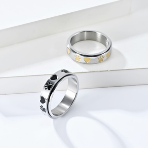 Stainless Steel Band <b>Ring</b> for Engraving Dog <b>Cat</b> Paw Cute Animal Fingerring Stress Relieving Anxiety <b>Ring</b> Wedding Promise <b>Rings</b> - Product Image 5