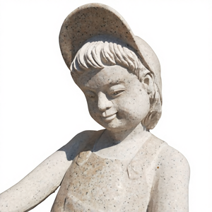 Estatua de Piedra con Figura de Ángel Europeo, Niño y Hombre, con Flor de Piedra, Maceta y Jardinera - Product Image 4