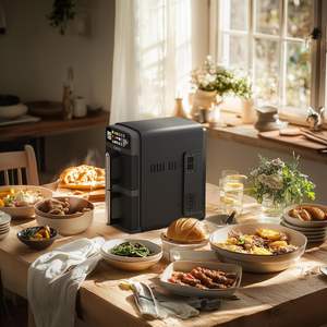 Freidora de Aire Digital Profesional de 12L al por Mayor, Electrodoméstico de Cocina de Acero Inoxidable Doble con Ventana Visual, Moderna Freidora de Doble Cajón - Product Image 3