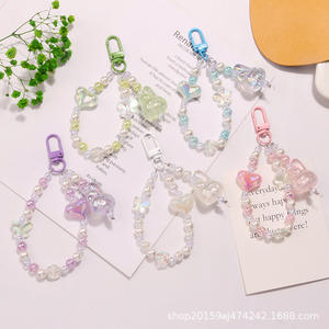 Thong guan Cute Sparkling <span class=keywords><strong>Rabbit</strong></span> Doll Schlüssel bund Anhänger Cartoon Anime Heart Burst Perlenkette Zubehör für Kopfhörer hülle - Product Image 4