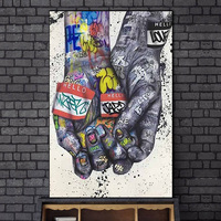 Soyut Graffiti sokak sanatı sevgilisi öpüşme tuval boyama posterler baskılar duvar sanatı resimleri Pop Art