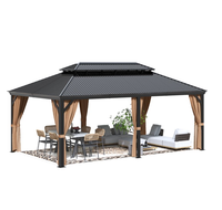 Gazebo extérieur en polycarbonate rigide 12'x20' avec rideaux, cadre en aluminium avec filet pour jardin, patio
