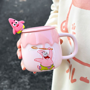 Taza de Dibujos Animados de Bob Esponja y Patricio Estrella, Taza de Porcelana de Alta Calidad para Parejas con Tapa y Cuchara, Taza para Agua - Product Image 5