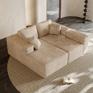 Hiện đại l-hình dạng sofa cắt thoải mái vải to sợi Fluffy vuông chân không nén thoải mái đồ nội thất phòng khách nén ghế - Product Image 2