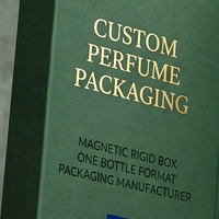 Boîte à parfum rigide de luxe personnalisée, style livre vert magnétique, ouverture latérale, emballage cosmétique écologique avec parfum personnalisé