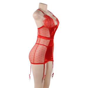 Vente en gros en stock, 4 tailles au choix, body <span class=keywords><strong>rouge</strong></span> pour femmes, <span class=keywords><strong>porte</strong></span>-jarretelles, ensembles de lingerie en dentelle, nuisette <span class=keywords><strong>grande</strong></span> <span class=keywords><strong>taille</strong></span> - Product Image 4