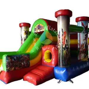 热卖儿童滑梯充气城堡充气新款超级英雄城堡跳楼定制模型出售