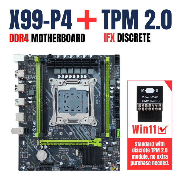 New X99-P4 C612 Chipset Motherboard with TPM2.0 Supports Intel Xeon 4X DDR4 ECC RAM UEFI Secure Boot Win11 X99 Motherboard