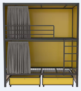 Litera moderna de metal negro con cortinas de privacidad, cajones de almacenamiento para espacios pequeños, <span class=keywords><strong>cama</strong></span> de dos pisos que ahorra espacio con <span class=keywords><strong>ruedas</strong></span> - Product Image 2