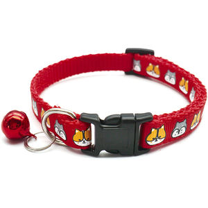 超かわいい芝犬ハスキーアラスカプリントナイロンペット犬の首輪モダンな漫画デザイン耐久性のある黒バックルカラフルなベル猫 - Product Image 6