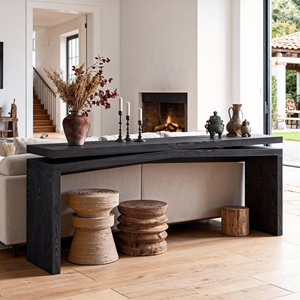 <b>Rustic</b> Solid <b>Wood</b> Veneer Console Table 65 Inch Long Farmhouse Entryway Sofa Table for Living Room Hallway Behind Couch - Product Image 3