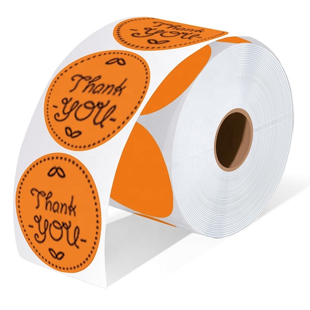 High Quality Customizable Circular Thermal Labels 2x2 White Green Blue Yellow Orange; Factory Custom Printing Unique Shape Color