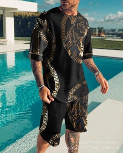 Custom Summer <strong>3D</strong> Graphic Print 2 Piece Jogging Suit Mens <strong>T</strong> <strong>Shirt</strong> and Shorts Set - Product Image 5