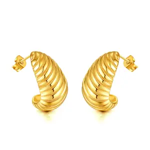 OUXI producto de Venta caliente 18K chapado en oro joyería de acero inoxidable pendientes para las mujeres