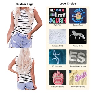 Canotta da donna senza maniche personalizzata senza maniche canotta in cotone alla moda canotta con Logo ricamato <span class=keywords><strong>personalizzato</strong></span> da donna - Product Image 5