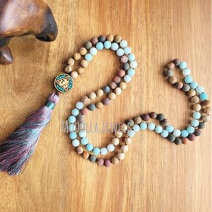 MN44273-collar con gema Natural para Yoga y meditación, collar con piedra de amazonita, Mala budista, 108 - Product Image 2