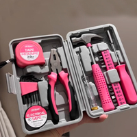 Kit d'outils de réparation domestique multifonctionnel en acier au carbone, à commande manuelle, avec porte-embouts, mallette rigide et boîte à outils renforcée pour quincaillerie