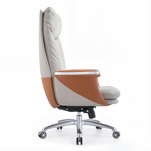 Silla Ejecutiva de Cuero de Alta Gama Estilo Italiano con Respaldo Alto |   Silla ejecutiva reclinable de dos tonos con ajuste de altura - Product Image 3