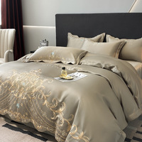 Ensemble de literie de luxe en coton brodé pour chambre à coucher, style européen, housse de couette, édredon, ensemble de literie doré de luxe