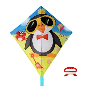 可定制廉价钻石风筝卡通企鹅图案儿童玩具风筝