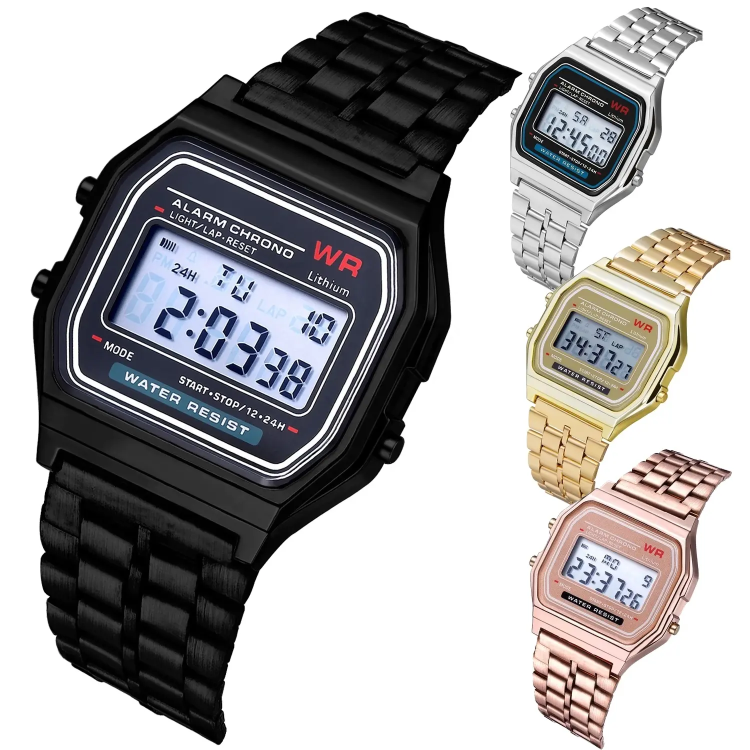 Casi relógio esportivo eletrônico barato, masculino, feminino, unissex, vintage, digital, esportivo, relógio de pulso eletrônico