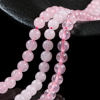 JD GEMS Vente en gros de perles rondes en quartz rose naturel, cristal de guérison naturel, idéal pour la fabrication de bijoux DIY, bracelets, colliers