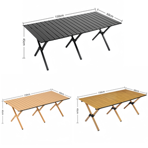 <b>Foldable</b> Outdoor <b>Table</b> Set with Metal Frame and Wood Top for Garden Patio Use Minimalist Design Black Color - Product Image 2