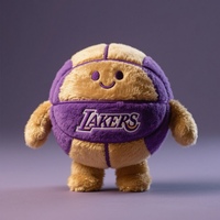 Peluche de basket-ball violette et dorée personnalisée avec bras et jambes Poupée en peluche souple pour les fans de la NBA et les enfants