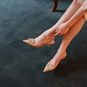 Sandalias de Tacón Alto con Cristales y Pedrería, Estilo Europeo y Americano, para Mujer, Novedad 2025, Moda para Novias - Product Image 4