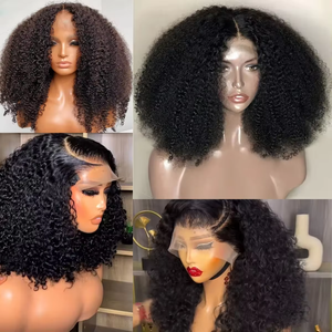 Peluca Afro Rizada Corta Tipo Bob, Sin Pegamento, con Frente de Encaje, Cabello Virgen Brasileño, <span class=keywords><strong>Pelucas</strong></span> de Cabello Humano Natural para Mujeres Negras - Product Image 6