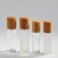 10ml 15ml 30ML 50ML 1 oz Clair Blanc Givré Déodorant Verre Rouleau Sur La Bouteille Avec Couvercle En Bambou