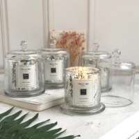 Couvercle bombé pot bougie cire de soja cloche verre personnalisé cadeaux de luxe naturel parfumé mariage décoration de la maison OEM parfum personnalisé 150g
