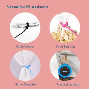 40cm Ajustable Silicone <b>Cord</b> Organizer Cable Ties Colorful Reusable <b>Elastic</b> Silicone Rubber Tie Down Strap Silicone Cable Tie - Product Image 6