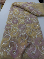 NI.AI 2026 Tissu en dentelle africaine française brodé 3D écologique avec fleurs, perles et sequins pour mariage et fête