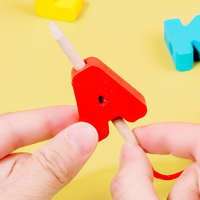 Planche d'apprentissage éducative en bois Montessori personnalisée pour enfants, alphabet arabe et russe, avec jeu de perles à enfiler, jouets éducatifs pour enfants