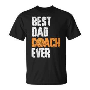 T-shirt de basket-ball « Meilleur papa entraîneur de tous les temps » pour un cadeau de fête des pères - Product Image 1