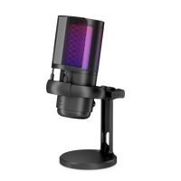 Komputer Tiongkok harga rendah mikrofon USB perekam RGB Desktop Esports siaran langsung Noise Cancelling ABS Cardioid berkabel