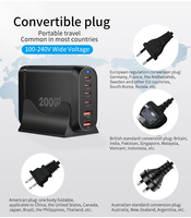 Chargeur GaN multifonction haute puissance 200W 160W 120W 4C2A Stations de charge de téléphone multiport pour ordinateur portable pour iPhone 16 15 14 13